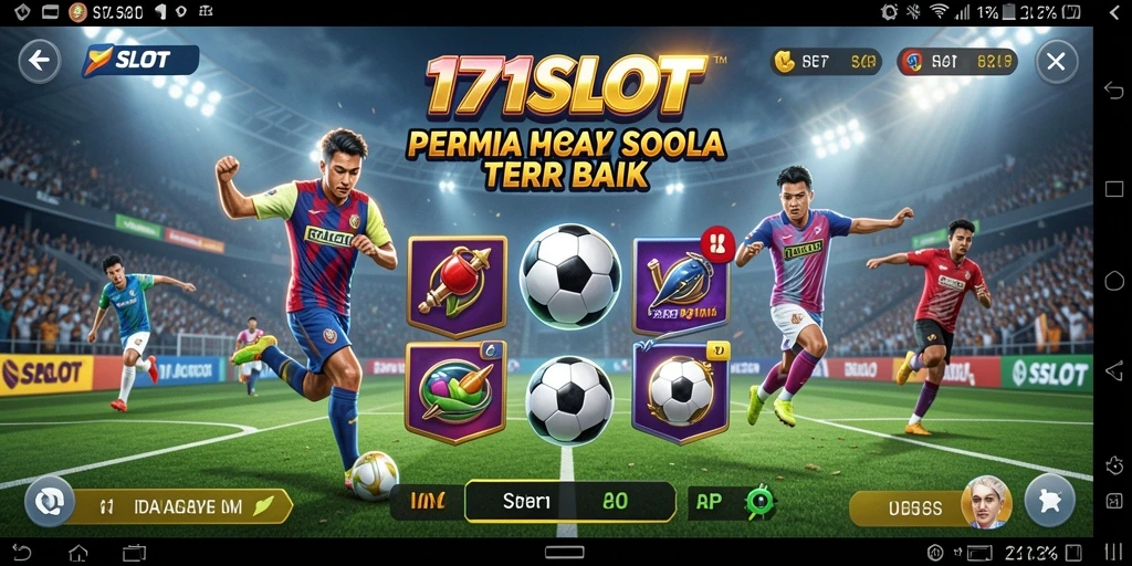 Tampilan gameplay menarik 171SLOT dengan tema sepak bola.