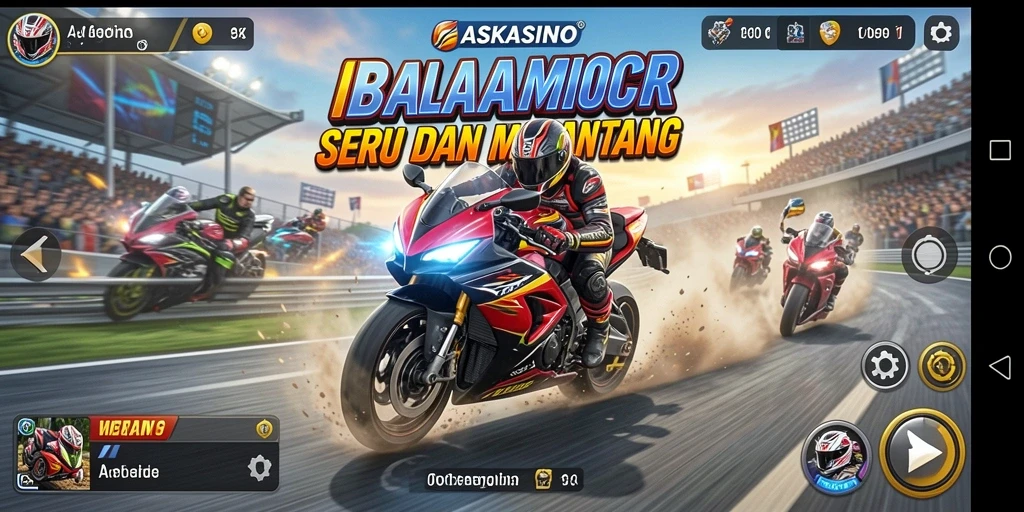 Gambaran gameplay balapan motor yang mendebarkan dan kompetitif.