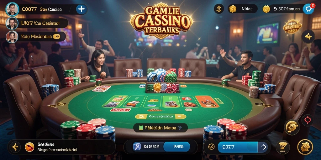 Screenshot C0077 menunjukkan dealer profesional dalam aksi di permainan Live Casino.
