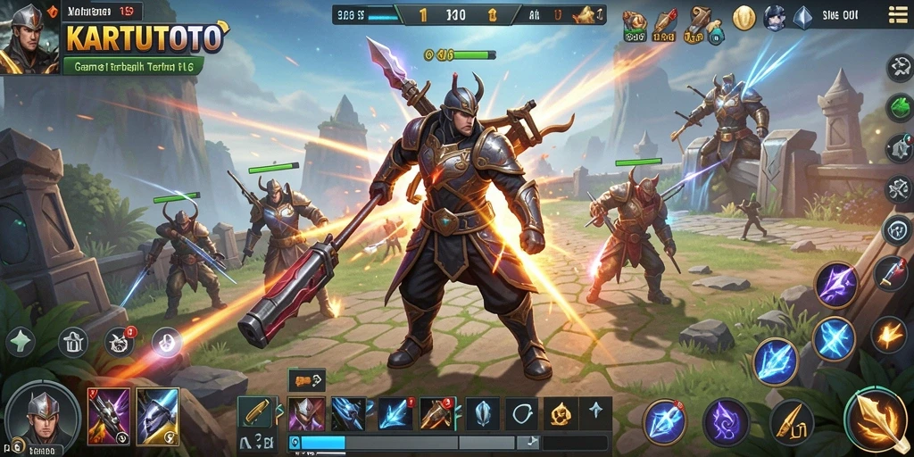 Tampilan screenshot KARTUTOTO dengan aksi pertempuran yang seru.