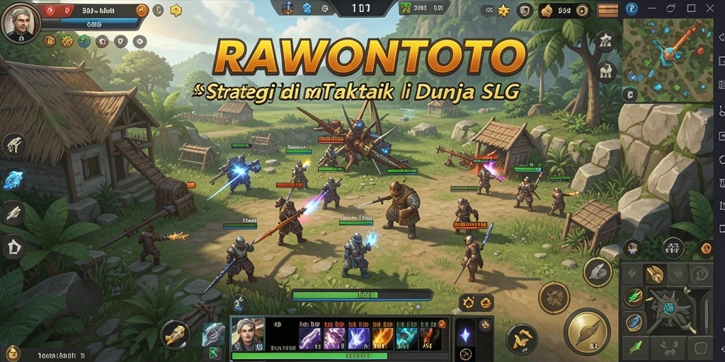 Screenshot menunjukkan pertempuran taktis dalam game SLG.