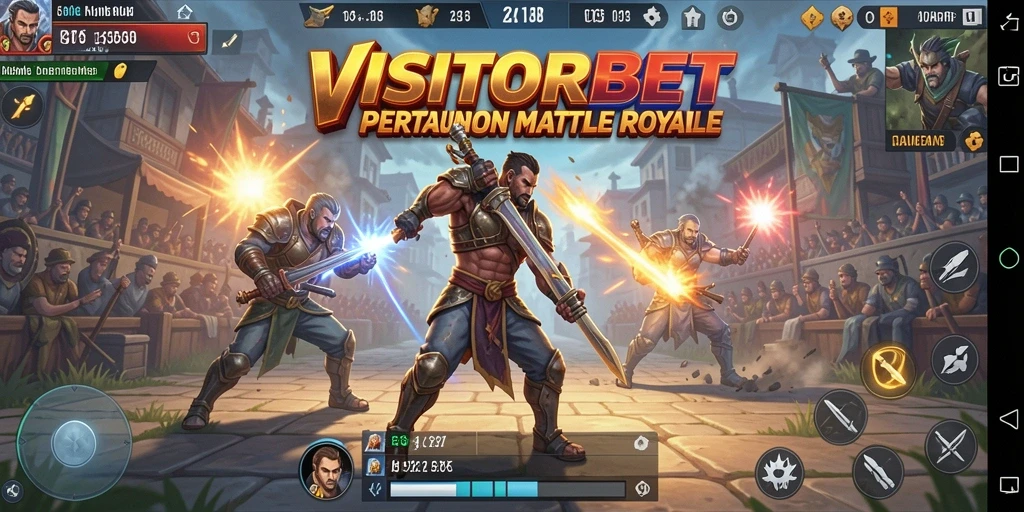 Tangkapan layar memperlihatkan aksi seru dalam pertandingan Battle Royale VISITORBET.